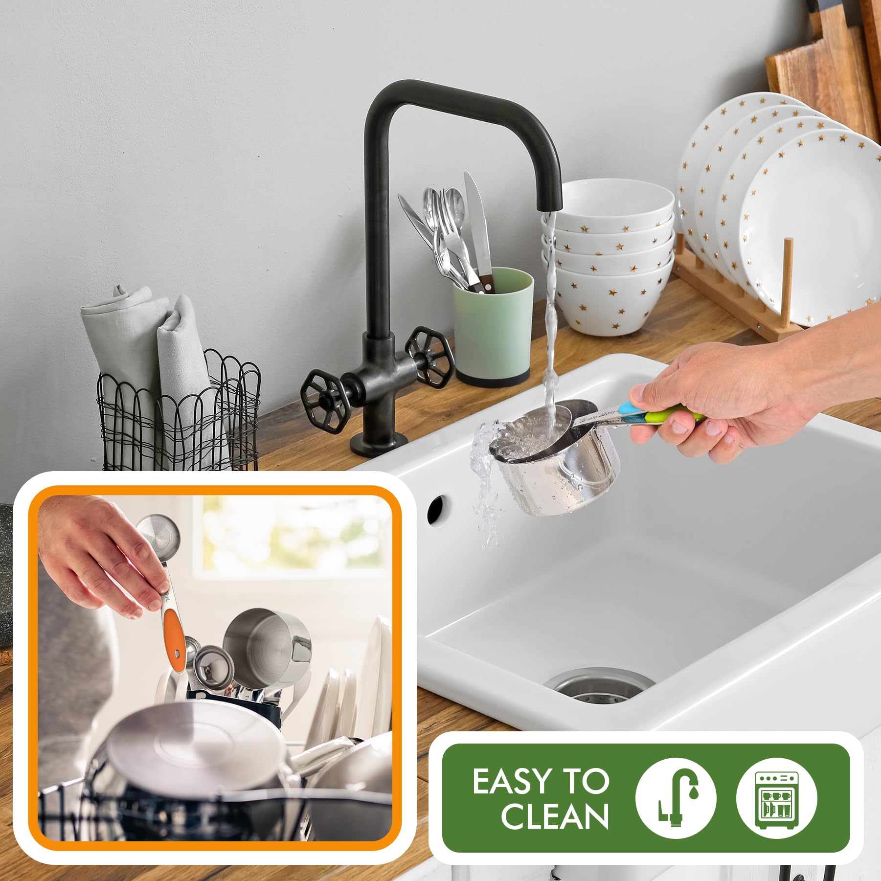 Acero inoxidable duradero HOTEC para uso diario sin deformarse.