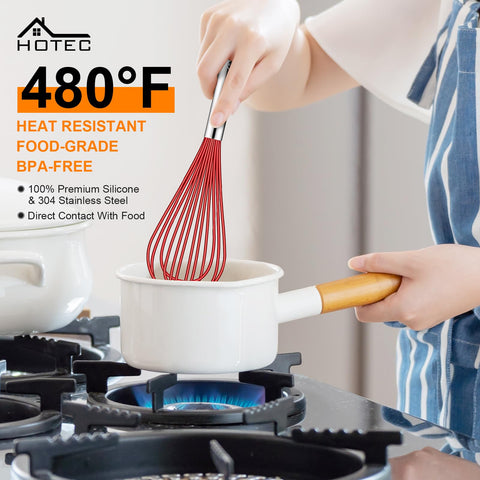 BATIDOR HOTEC silicona 10 pulgadas, mango ergonómico para uso prolongado.