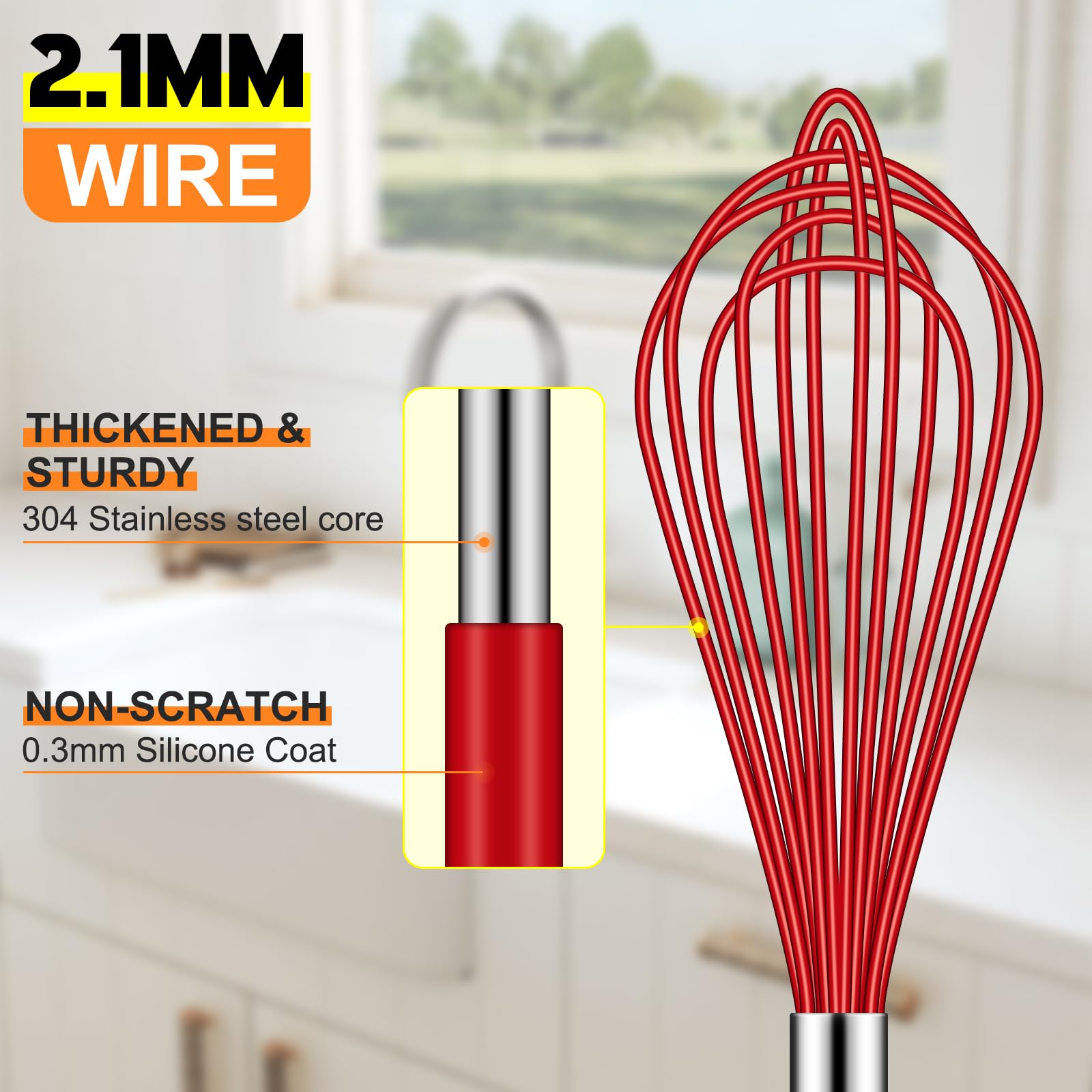 BATIDOR HOTEC silicona 6.5 pulgadas, control preciso para salsas pequeñas.