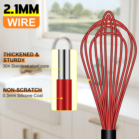 Batidor HOTEC con hilos de acero recubiertos de silicona, ideal para salsas.