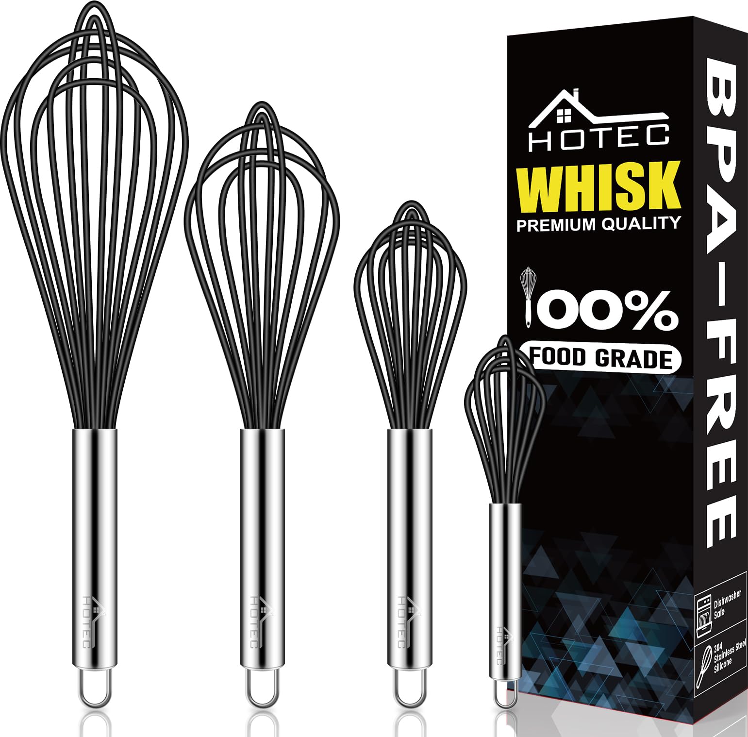 Batidor HOTEC de silicona con mango ergonómico para uso diario en la cocina