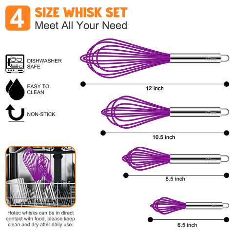 HOTEC batidor silicona de 10 pulgadas para emulsiones y batidos sin rayar superficies.