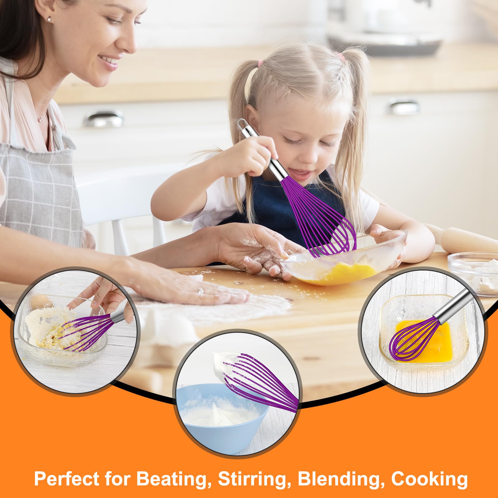 HOTEC batidor silicona de 8 pulgadas para mezclar salsas y cremas suaves.