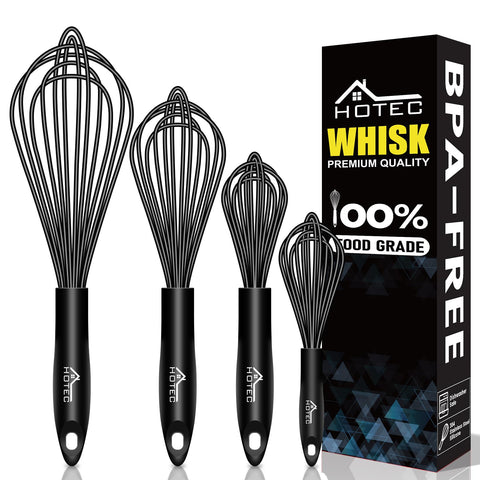 HOTEC batidor de silicona 12 pulgadas con mango ergonómico para batir sin rayar.