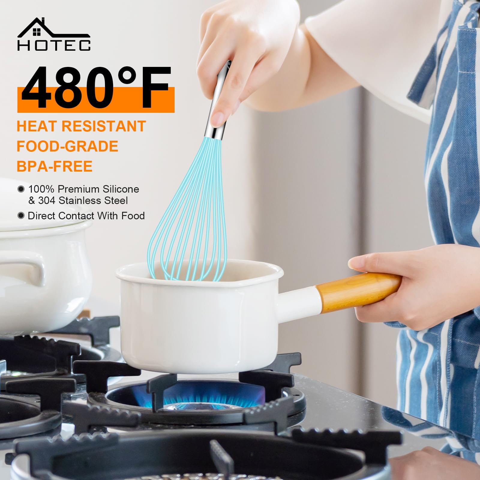 HOTEC batidores de silicona de 8.5 pulgadas para mezclas suaves