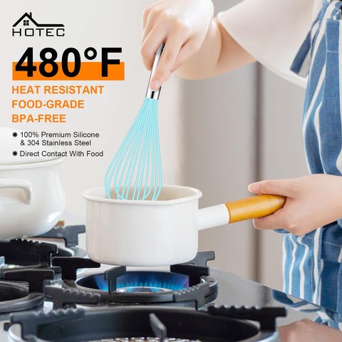HOTEC batidores de silicona de 8.5 pulgadas para mezclas suaves
