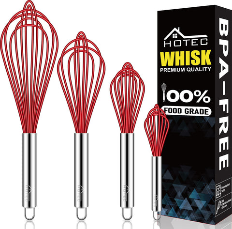 BATIDOR HOTEC de silicona, set 4 piezas, protege ollas antiadherentes y ofrece uso versátil.