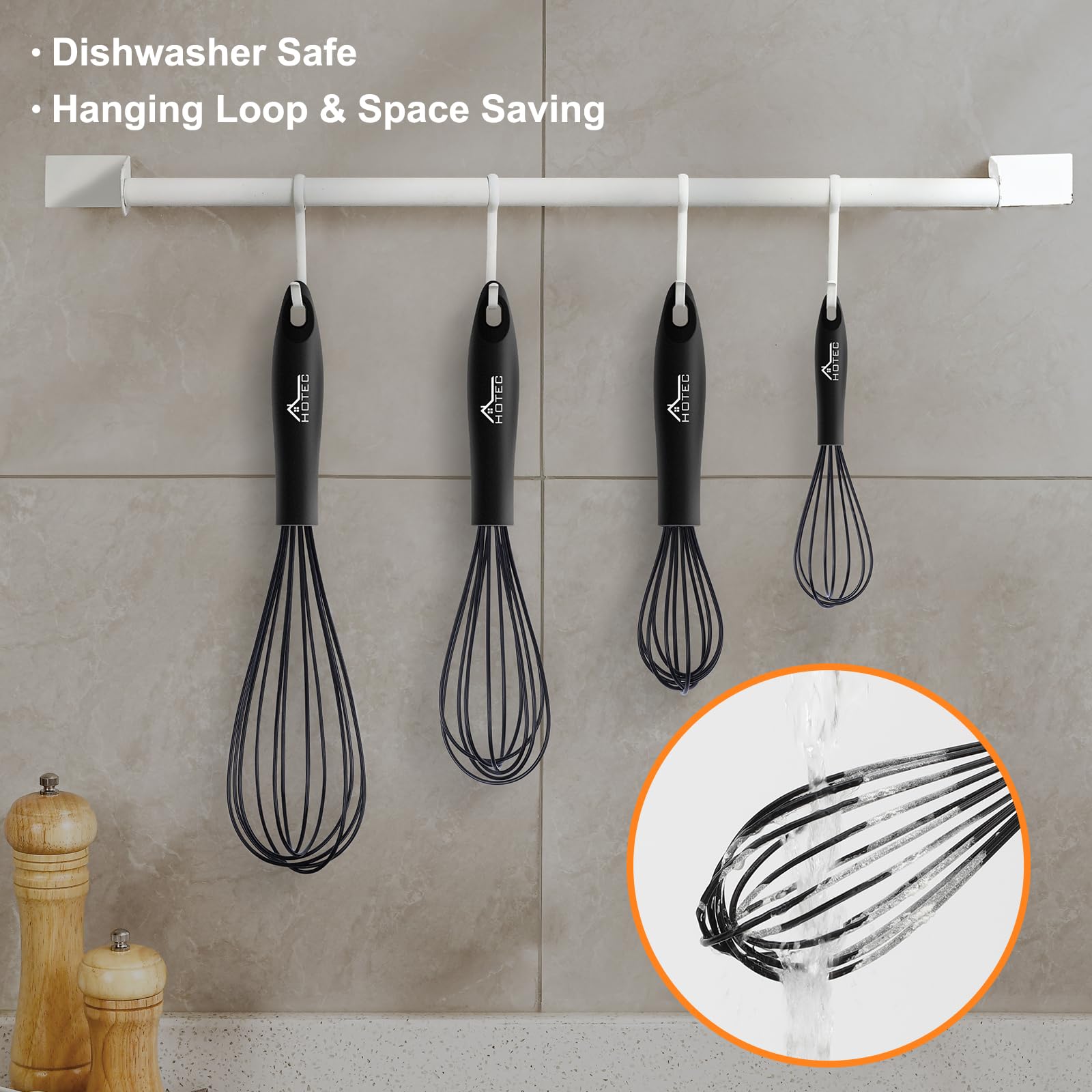 HOTEC conjunto batidores de silicona para cocinar y mezclar.