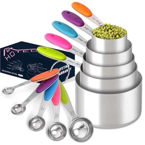HOTEC conjunto de medidores, tazas y cucharas de 10 piezas, precisión para repostería.