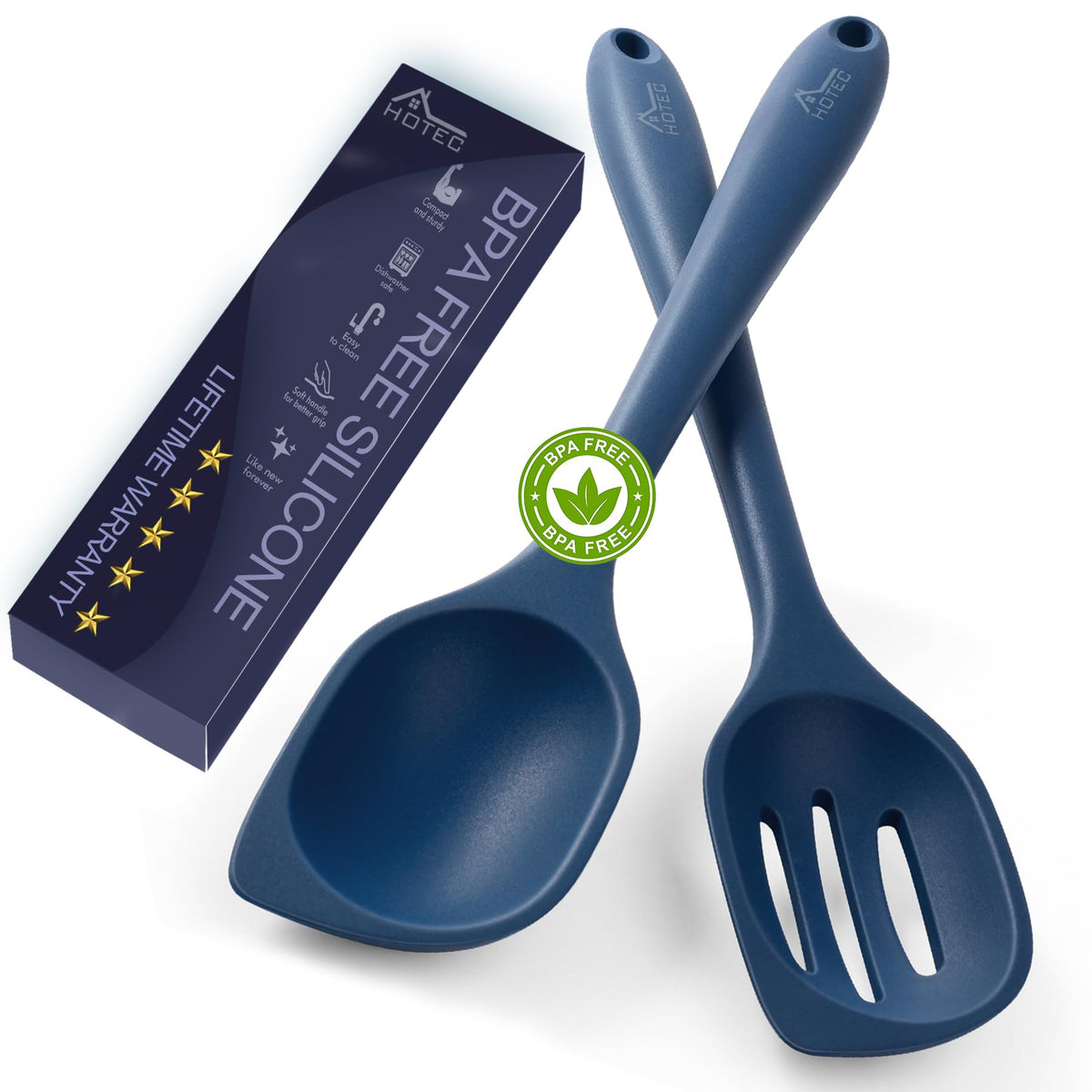 HOTEC cuchara de silicona resistente al calor, ideal para cocinar sin dañar.