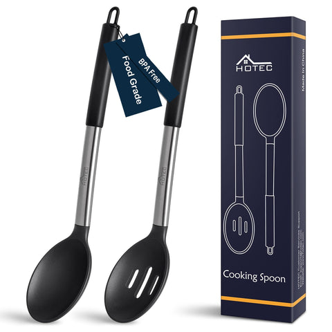 Cucharas HOTEC de silicona sólida, resistentes al calor para mezclar y servir.