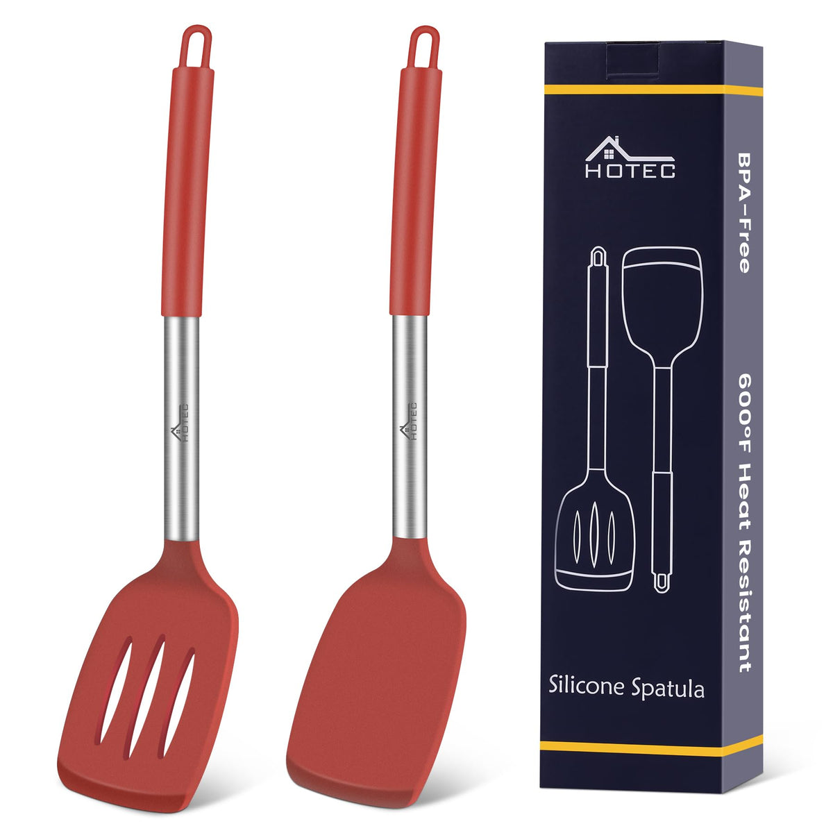 HOTEC espátulas de silicona, conjunto 2, resistentes a altas temperaturas para cocina.
