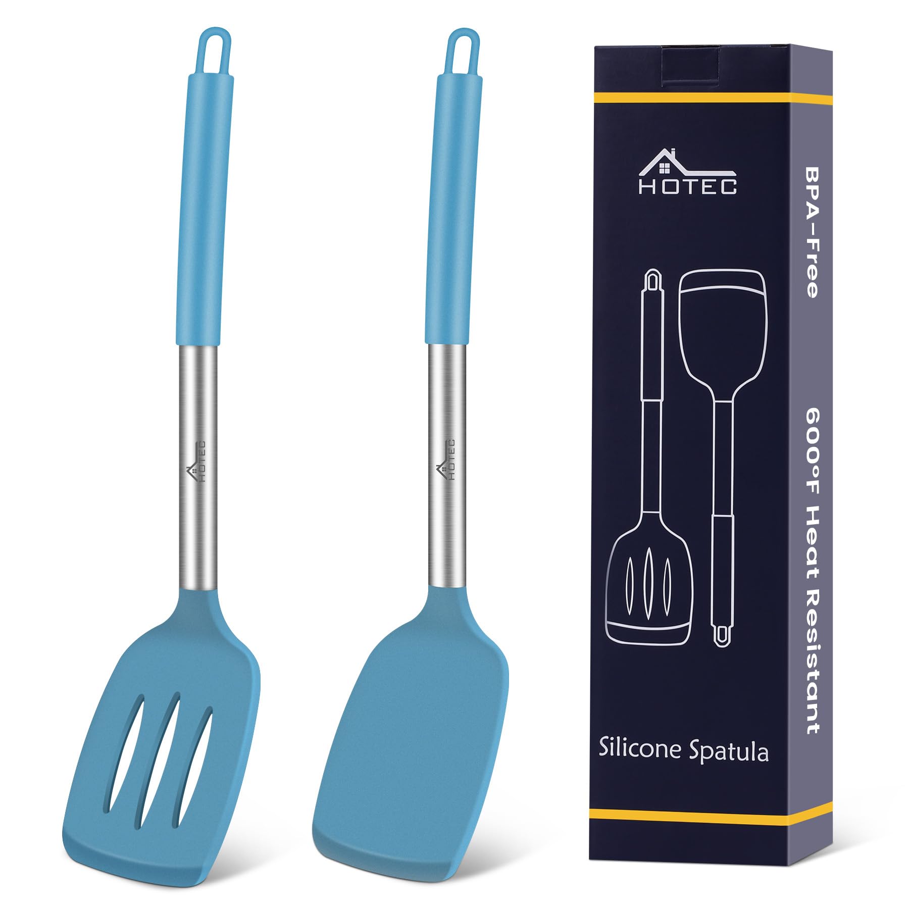 HOTEC espátula de silicona lisa para voltear sin rayar superficies antiadherentes