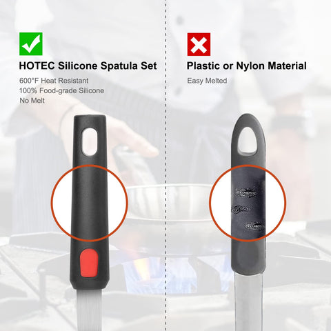 Espátula HOTEC resistente a 600°F para cocinar a alta temperatura.