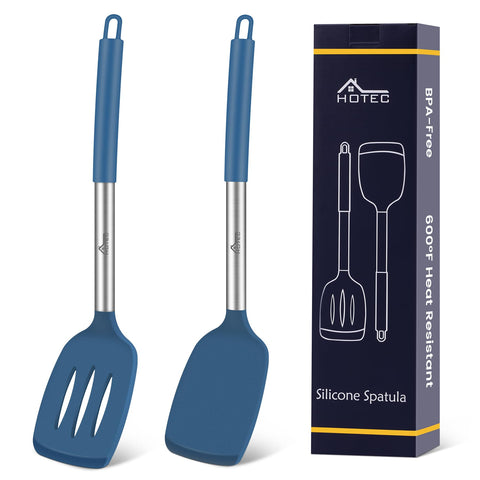 HOTEC espátulas de silicona, juego de 2, resistentes al calor para sartenes antiadherentes.