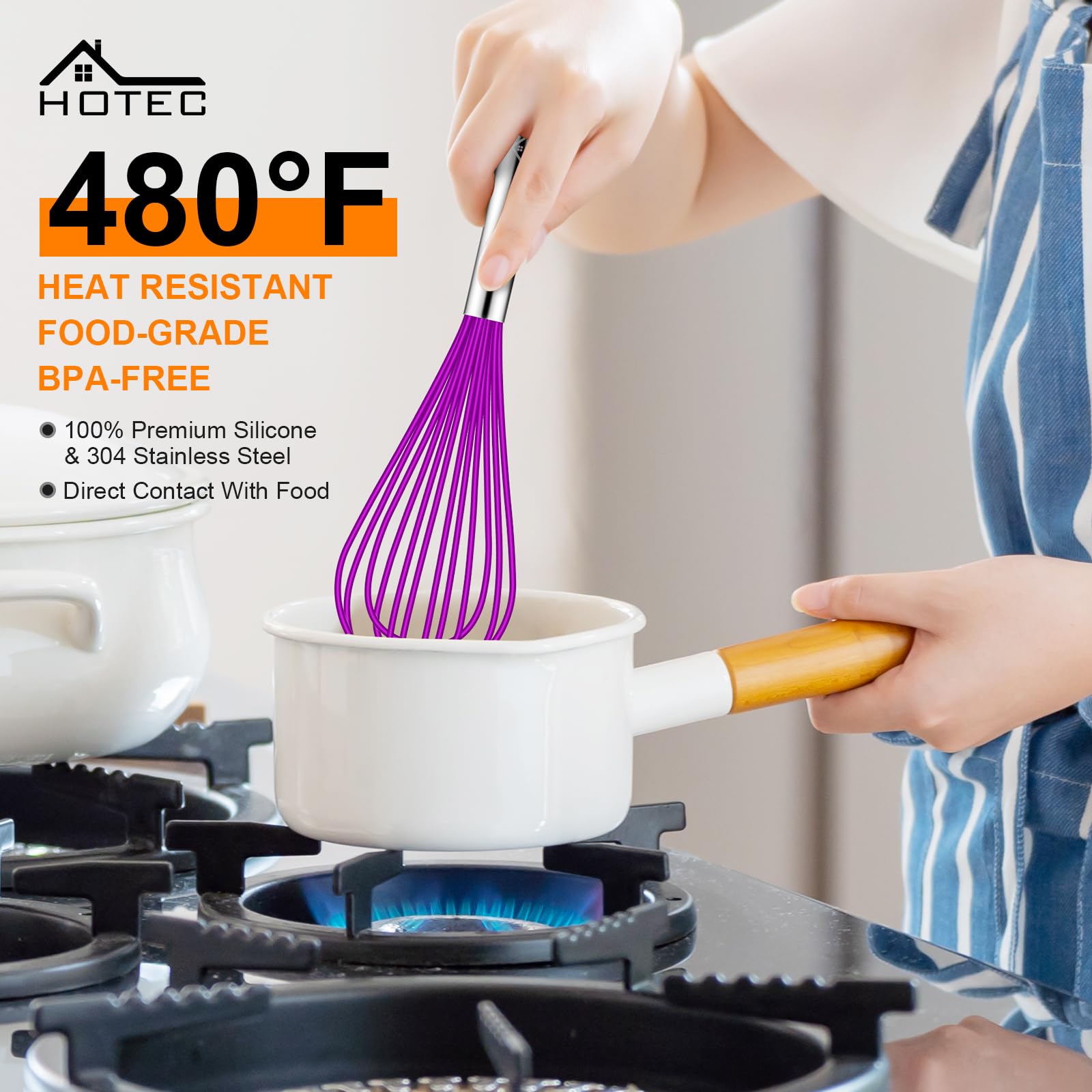 HOTEC mango ergonómico antideslizante para agarre cómodo.