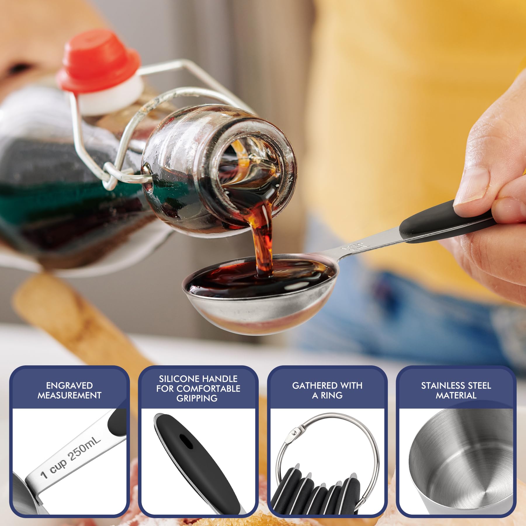 HOTEC mango de silicona ergonómico para agarre seguro al cocinar.