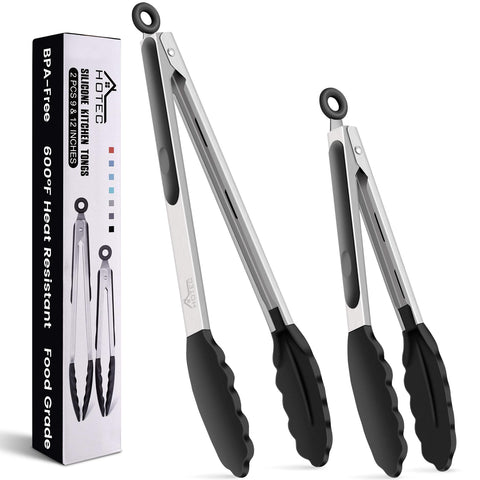 Pinzas HOTEC de 9 pulgadas, acero inoxidable, ideal para asar y voltear alimentos con precisión