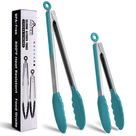 HOTEC pinzas de acero inoxidable 9 pulgadas turquesa, manejo cómodo y seguro