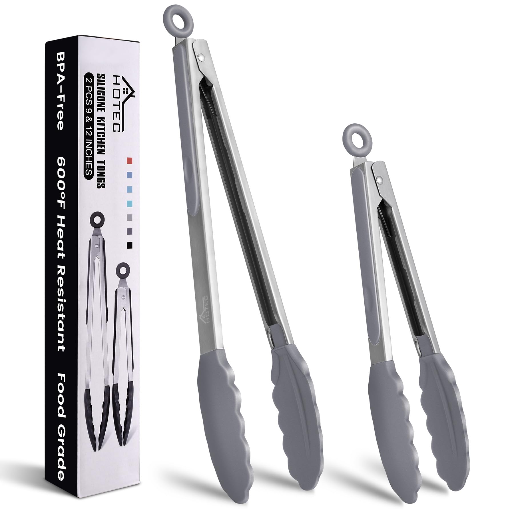 Pinzas HOTEC de acero inoxidable de 9 pulgadas con bloqueo para cocina precisa.