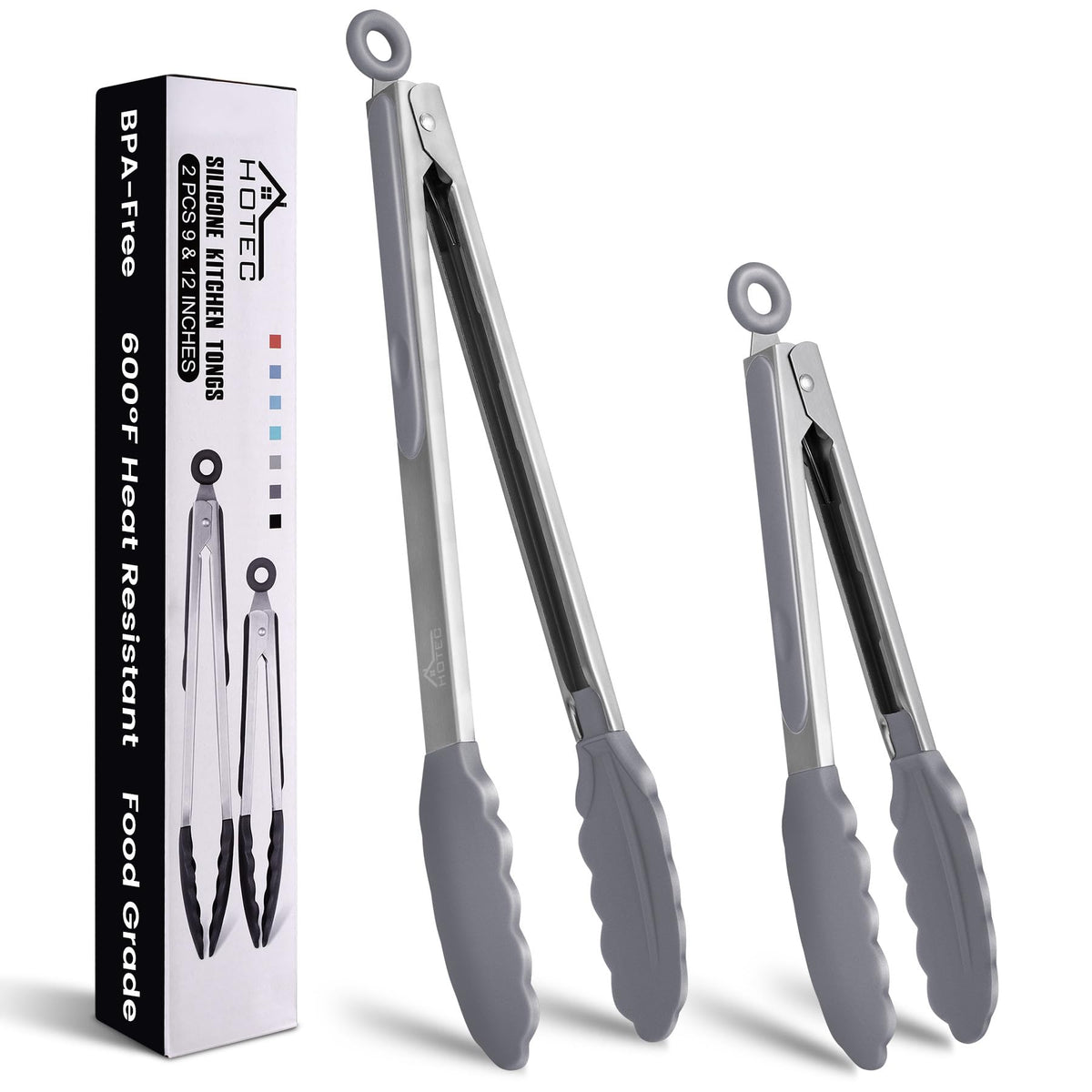Pinzas HOTEC de acero inoxidable de 9 pulgadas con bloqueo para cocina precisa.
