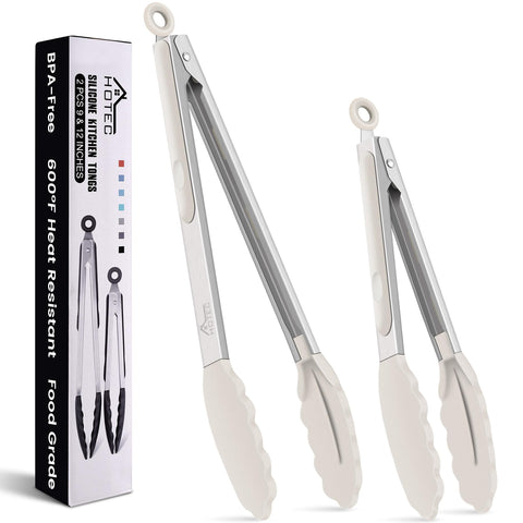 Pinzas HOTEC de 9 pulgadas con puntas de silicona para cocinar sin rayar