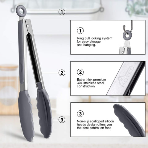 Mango ergonómico HOTEC con silicona para mayor comodidad durante el uso.