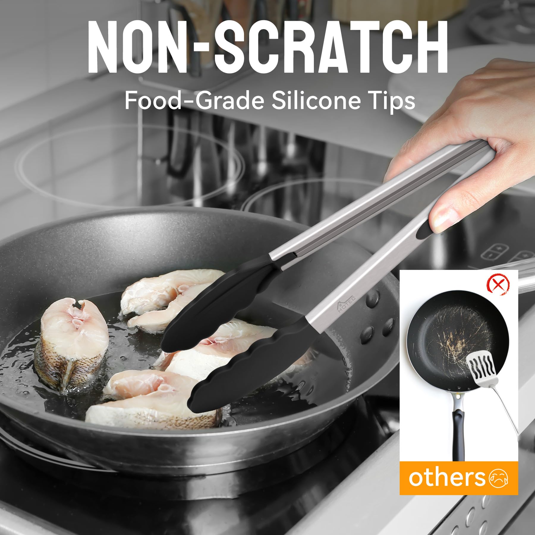 HOTEC Pinzas, mango ergonómico de silicona para agarre antideslizante.