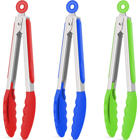 Hotec pinzas de silicona rojas para cocina, ideales para saltear sin rayar