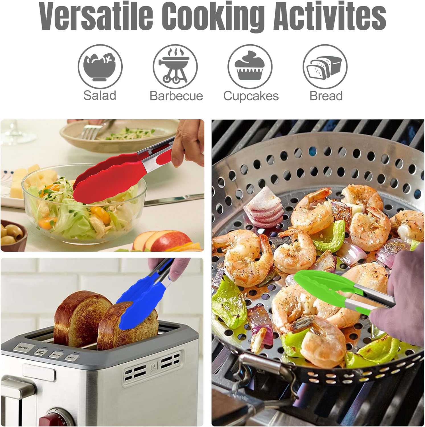 Hotec pinzas verdes de silicona aptas para mesa y buffet