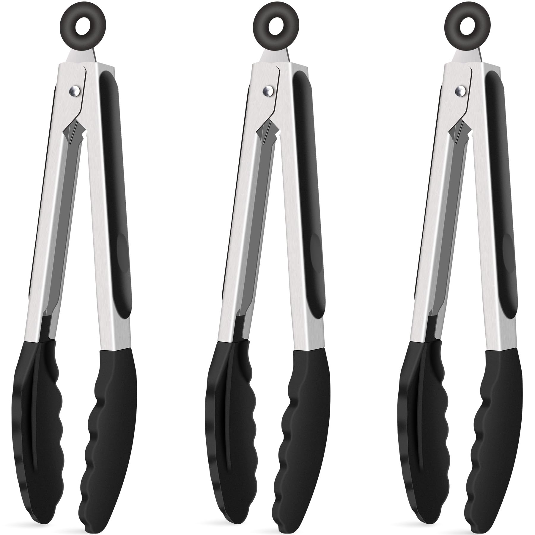 Pinzas HOTEC de silicona, 9 pulgadas, negras, ideales para servir ensaladas