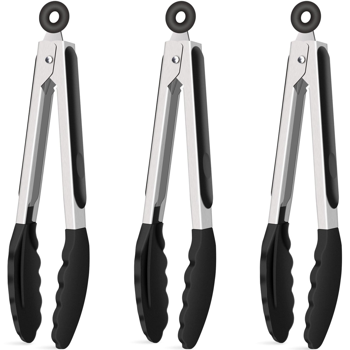Pinzas HOTEC de silicona, 9 pulgadas, negras, ideales para servir ensaladas