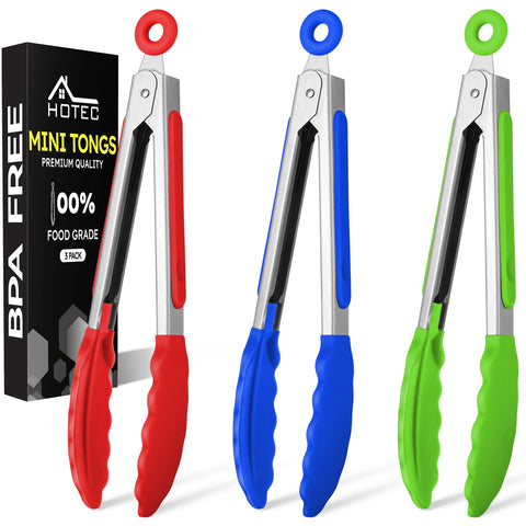 Hotec pinzas silicona mini 7p rojo, ideales para servir ensaladas