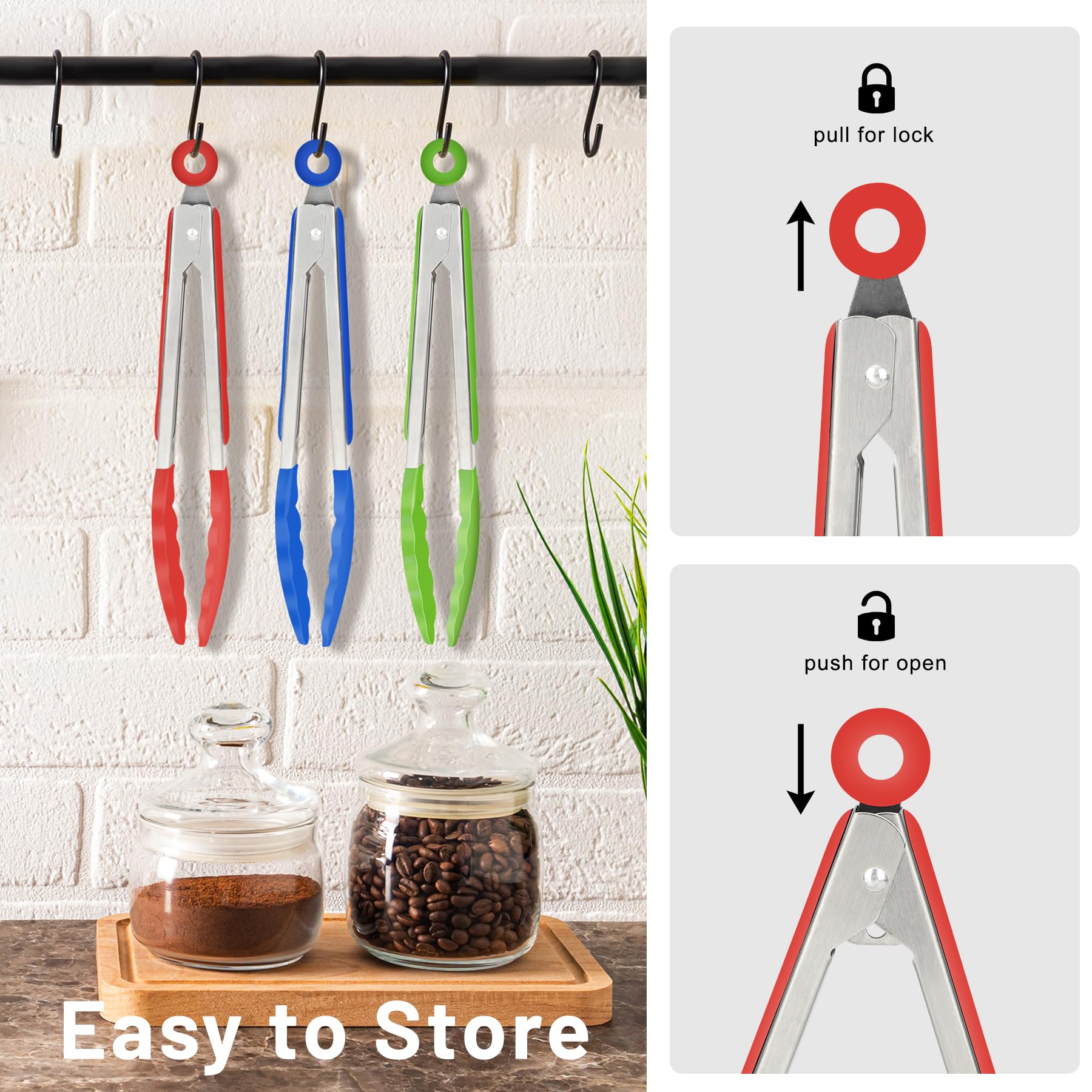 Hotec pinzas silicona mini 7p para servir ensaladas en la mesa