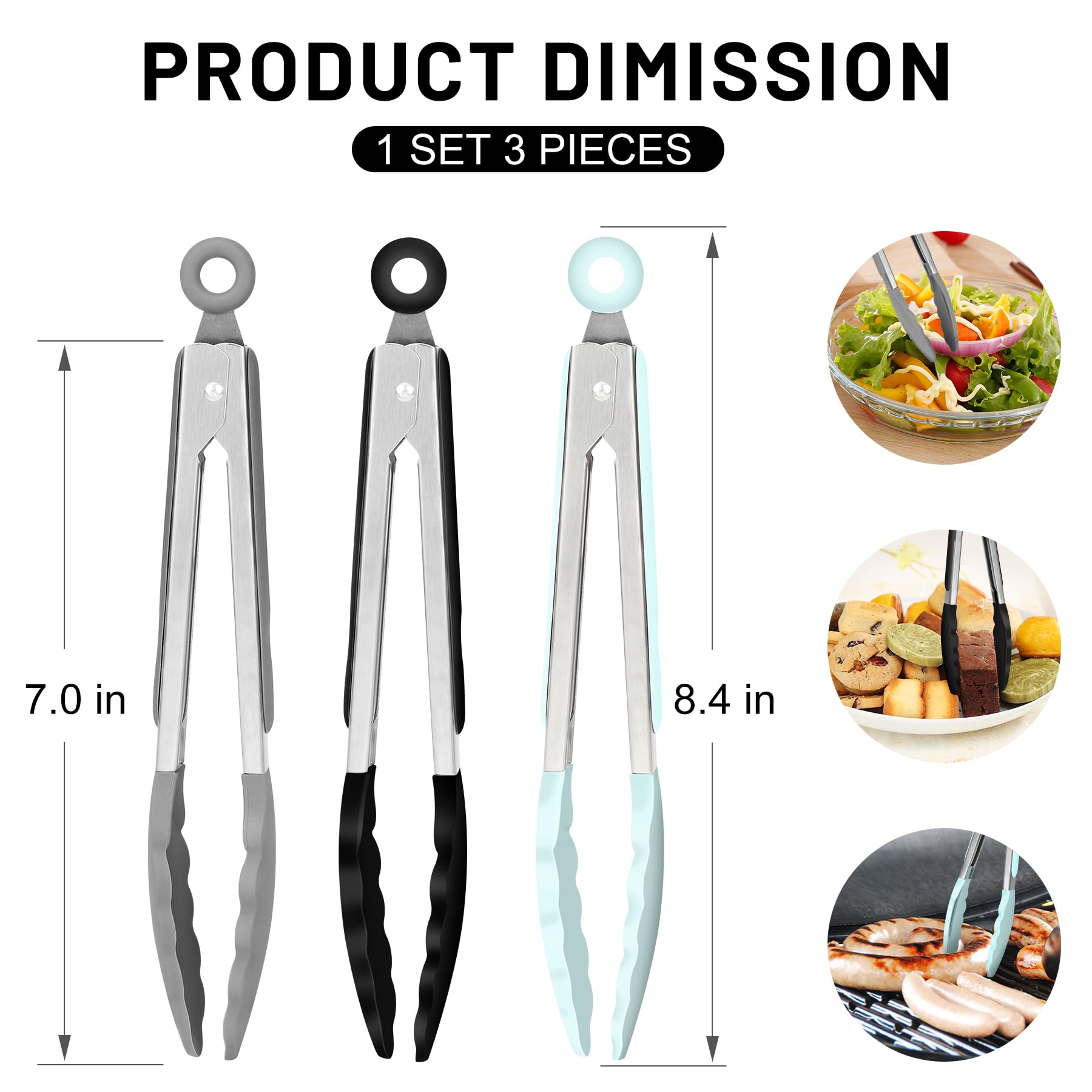 Pinzas Hotec mini de silicona gris para porciones en la mesa
