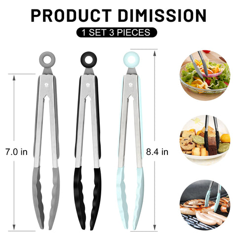 Pinzas Hotec mini de silicona gris para porciones en la mesa