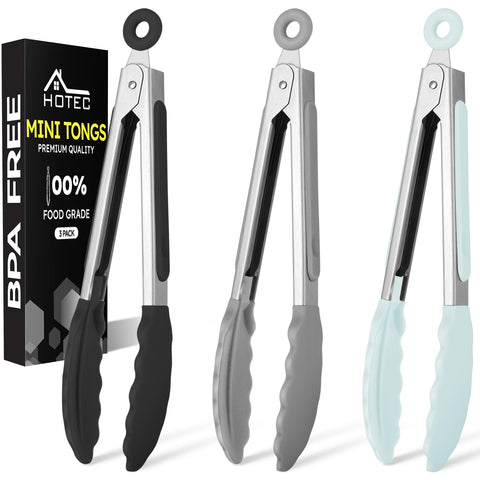 Pinzas Hotec mini de silicona negro para ensaladas sin rayar