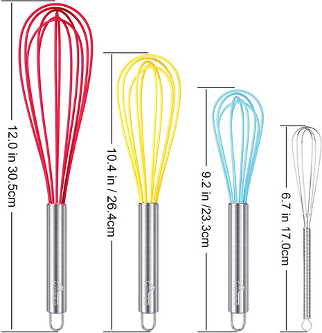 HOTEC set de batidores de silicona de 10 pulgadas, perfectos para salsas y cremas.