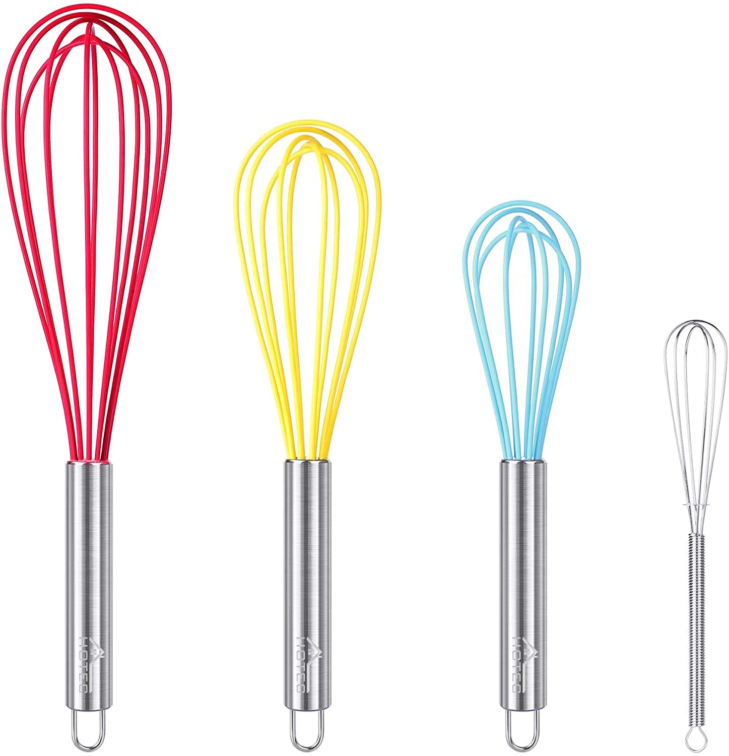 HOTEC set de batidores de silicona de 12 pulgadas, ideal para batir salsas sin rayar.