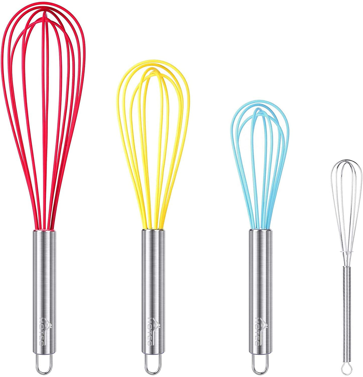 HOTEC set de batidores de silicona de 12 pulgadas, ideal para batir salsas sin rayar.