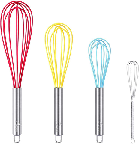 HOTEC set de batidores de silicona de 12 pulgadas, ideal para batir salsas sin rayar.