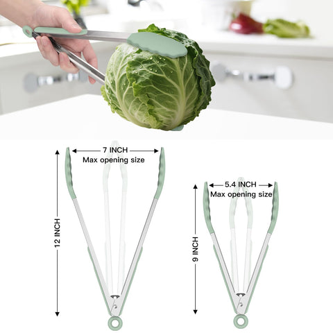 Hotec set de dos tenazas verde claro para cocina y barbacoa