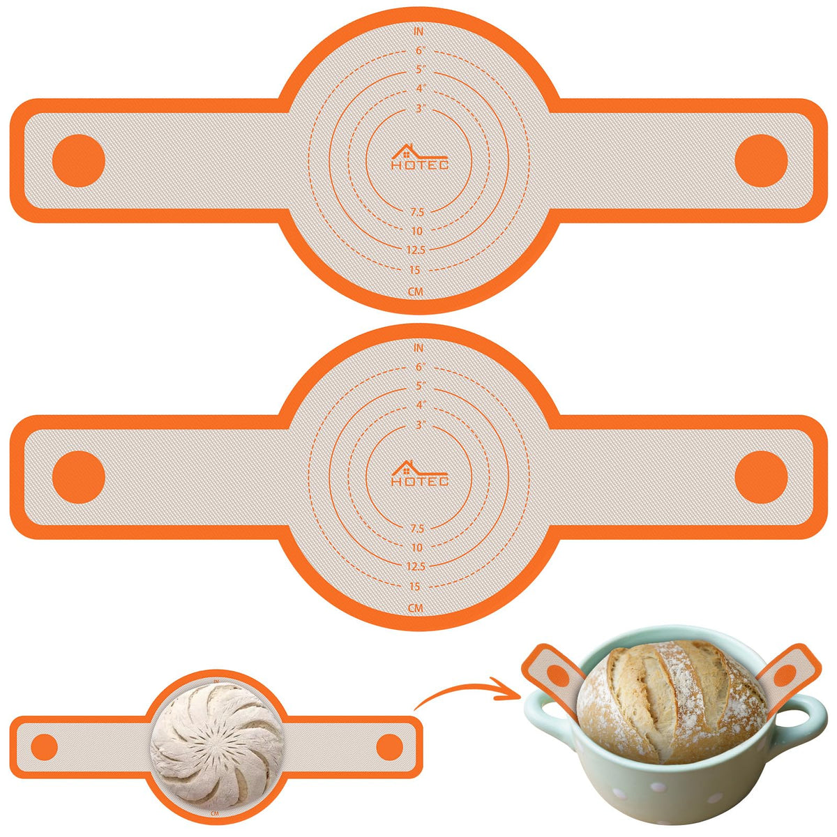 HOTEC Sling para horno holandés, dos-pack, facilita desmoldado seguro.