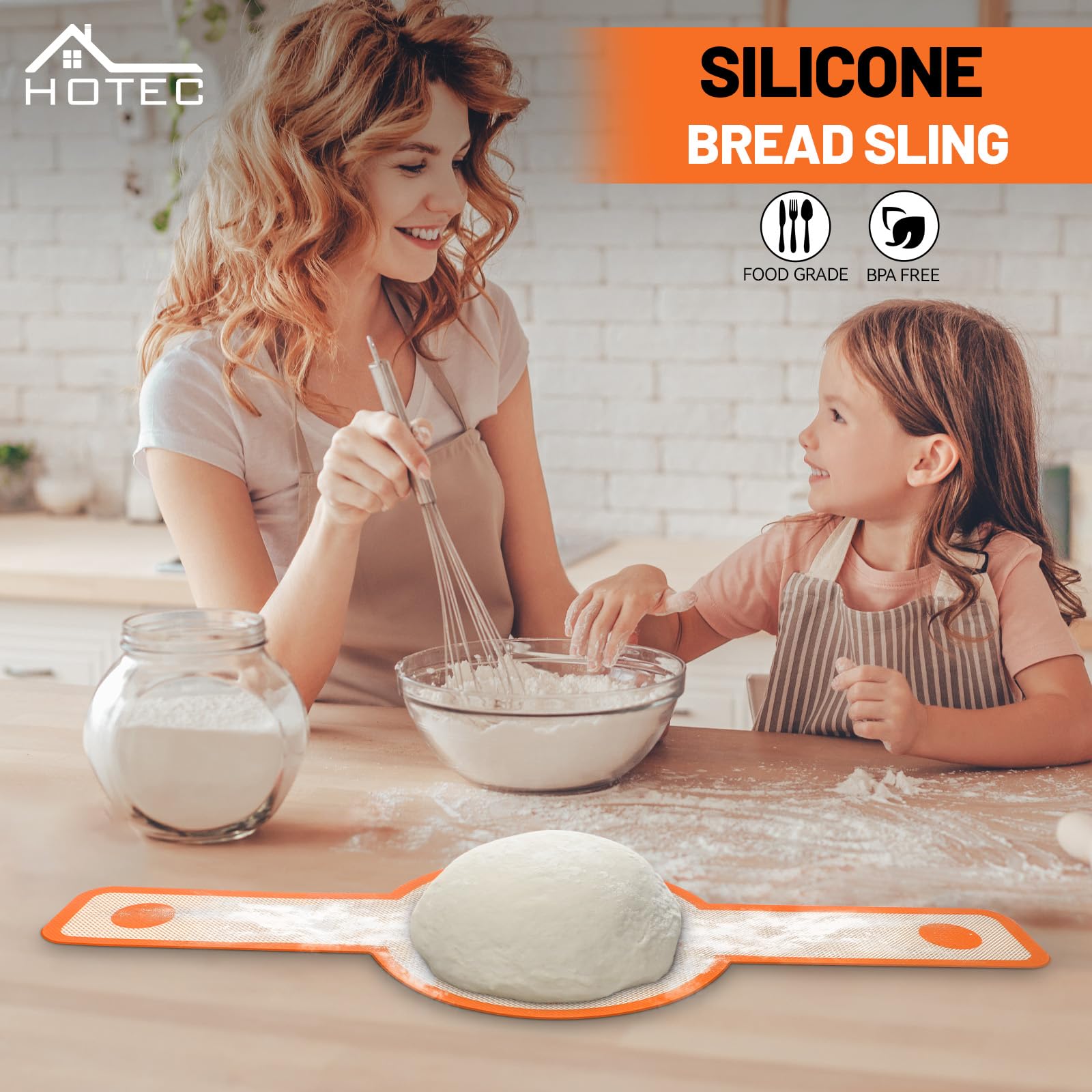 Mango largo HOTEC para agarre cómodo al sacar pan del horno holandés.