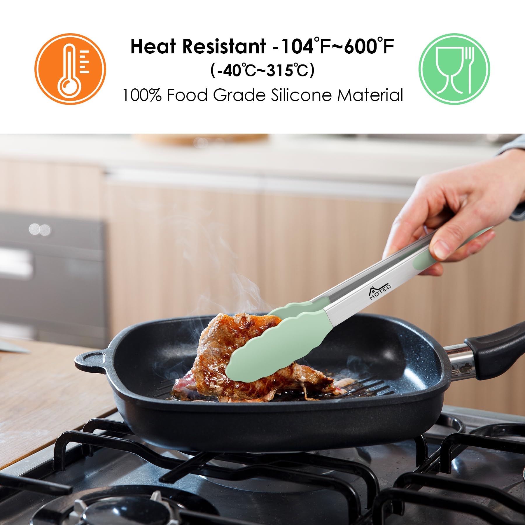 Hotec tenazas de cocina de acero inoxidable 12 pulgadas para tareas amplias