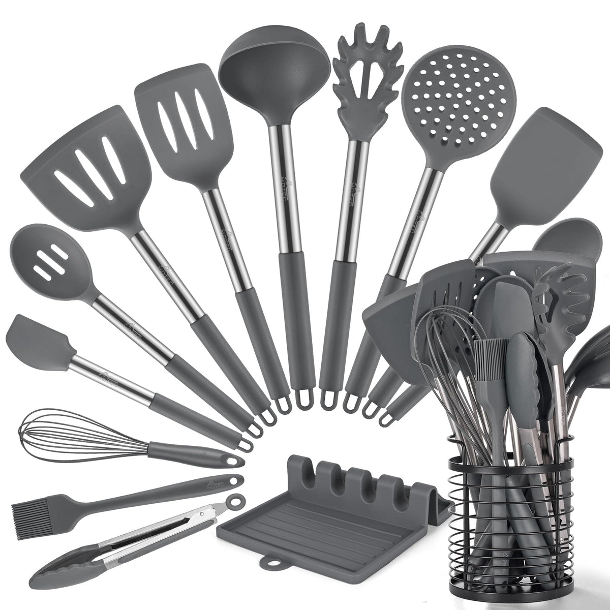HOTEC utensilios de silicona 14 piezas para cocción segura