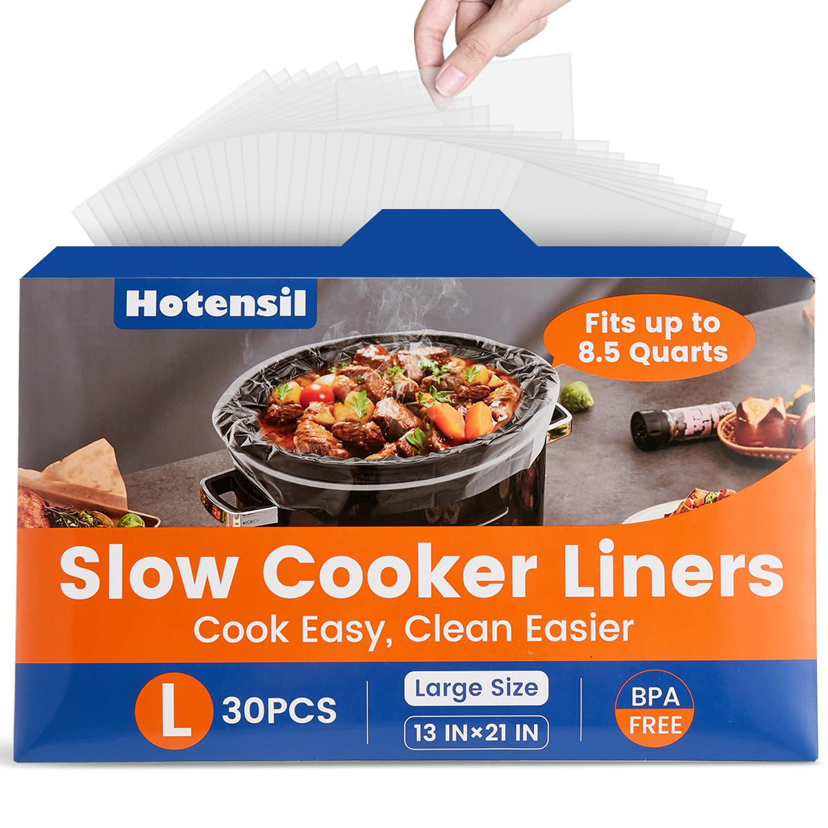 Hotensil bolsas desechables para olla de cocción lenta 13x21, ideal para grandes comidas.