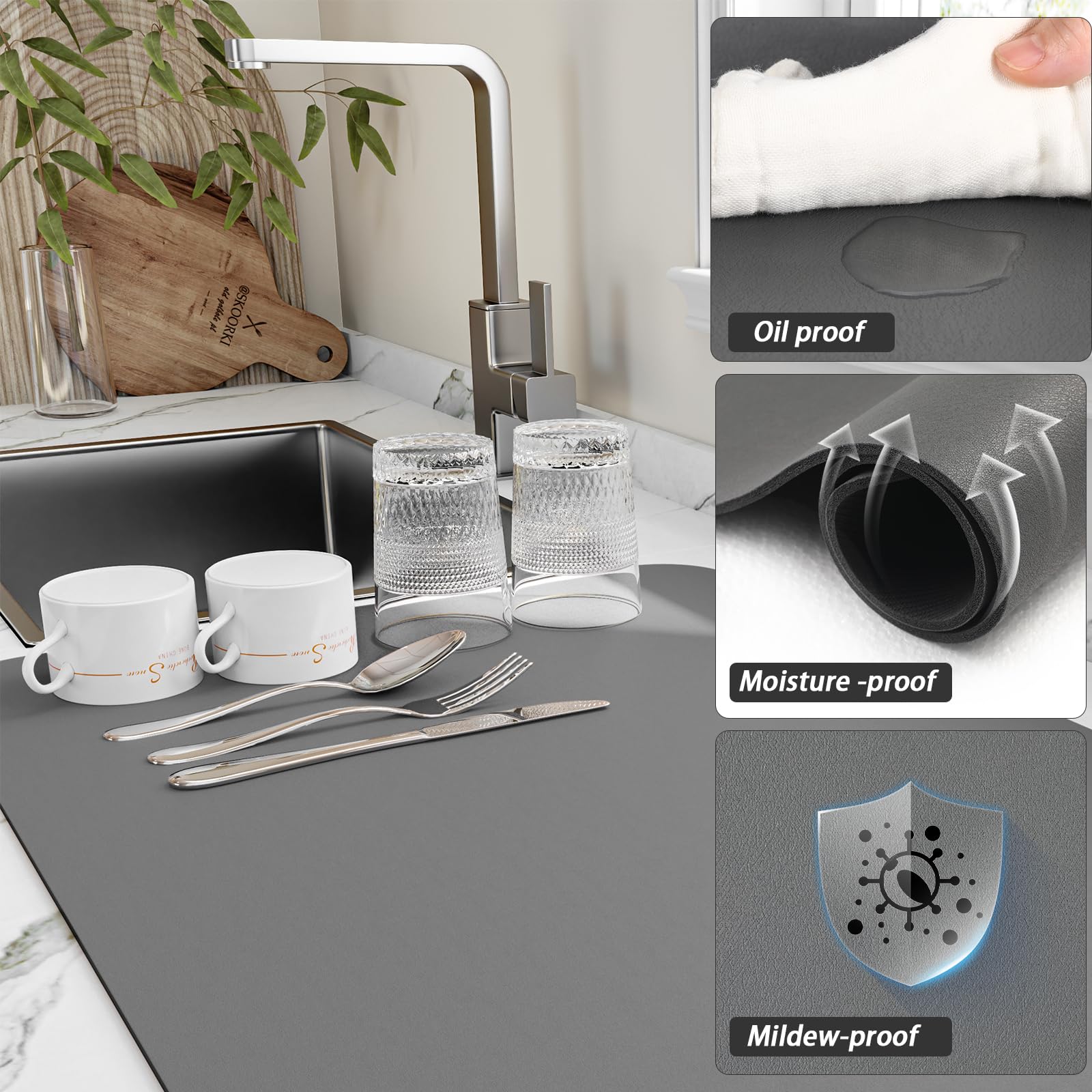 HotLive tapete secado platos duradero para uso diario en la cocina