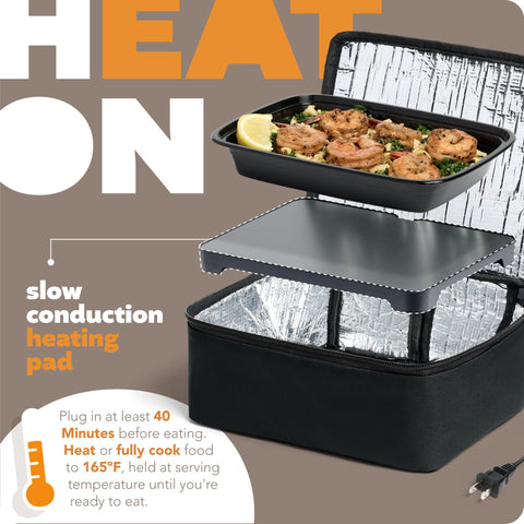 HotLogic calentador de alimentos compacto, fácil de transportar.