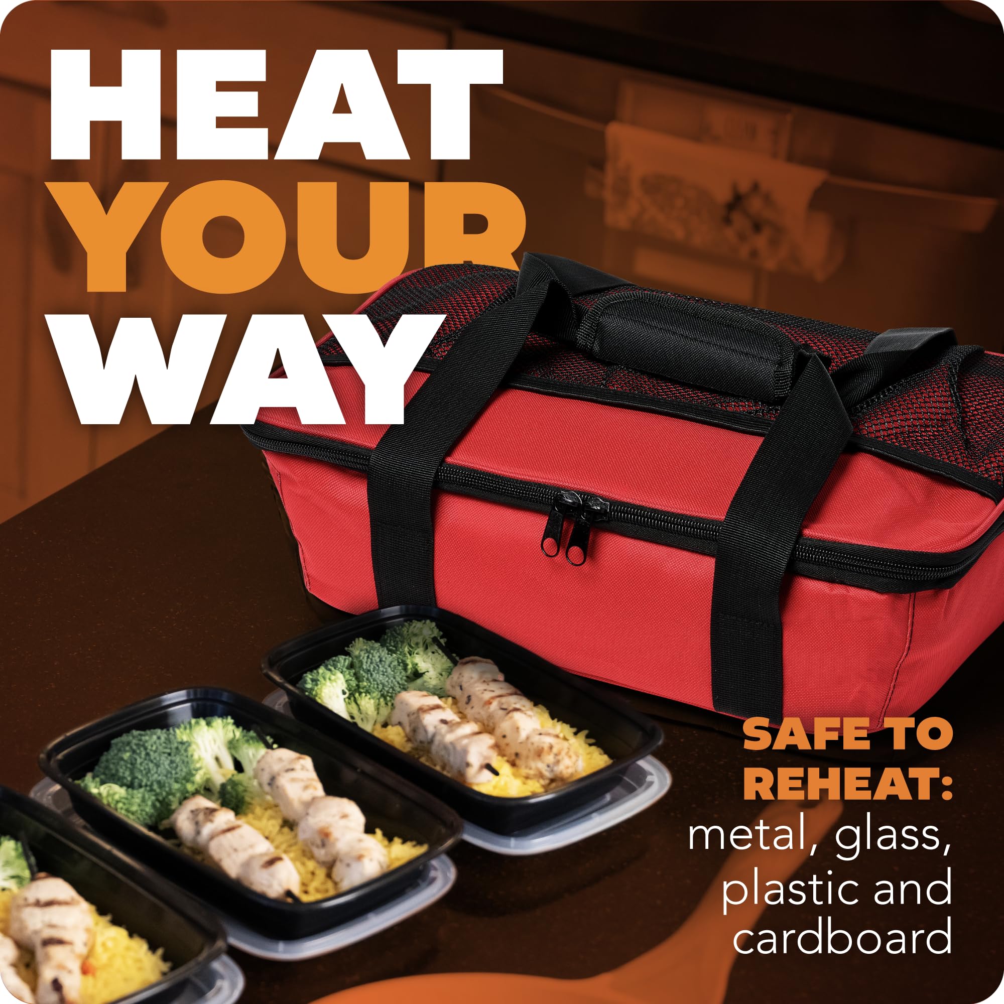 HOTLOGIC Max Large uso portátil: enchúfalo y olvídate de cocinar en el camino.